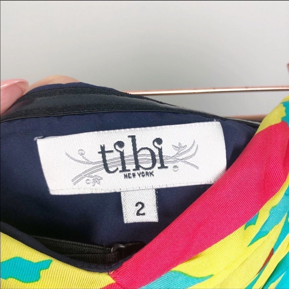 Tibi | Silk Abstract Multiprint Beaded Strapless … - image 7